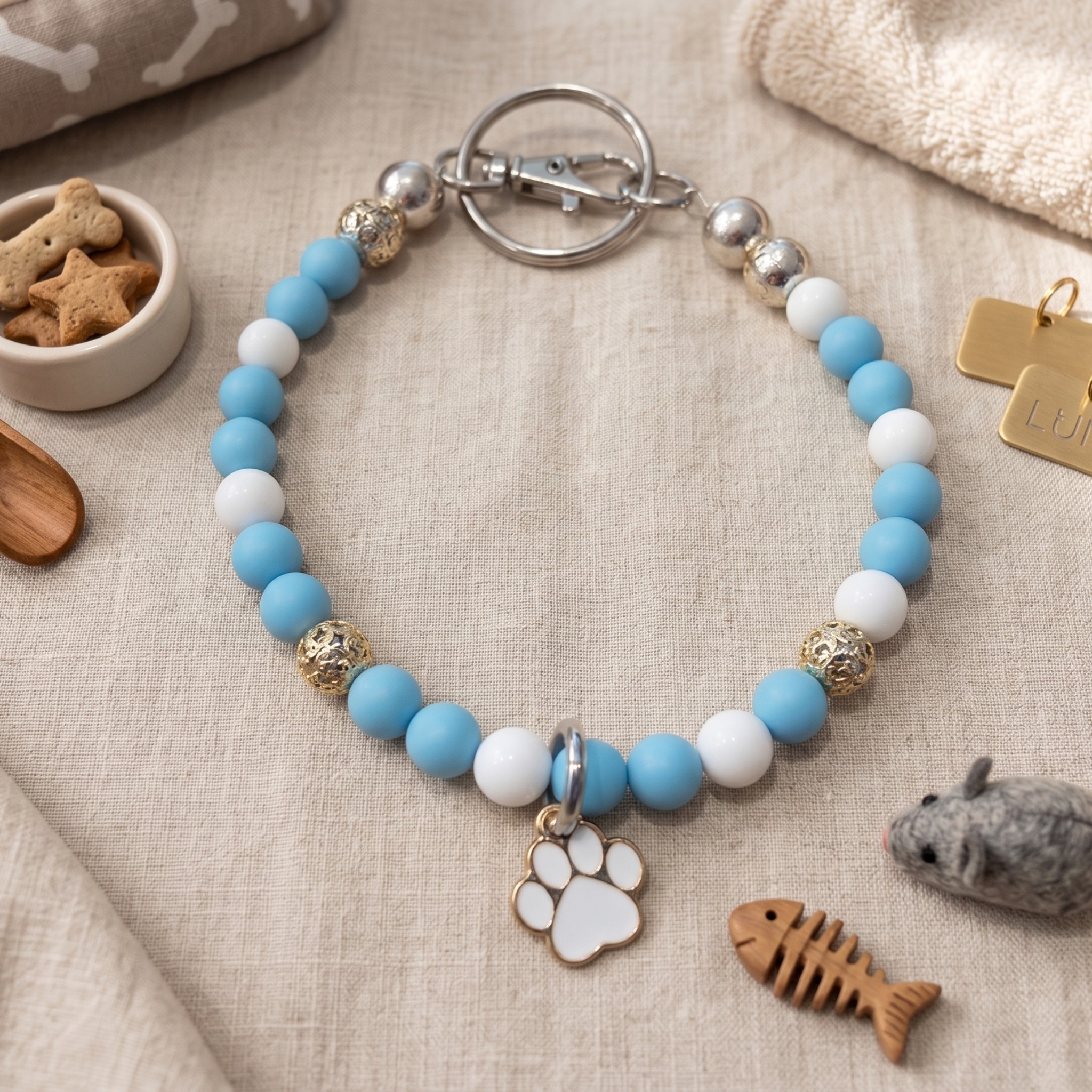 Collana Decorativa per Cani in Pasta di Conchiglia e Dettagli in Zama